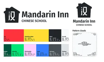 Brand guidelines for the school — logo, colours, patterns